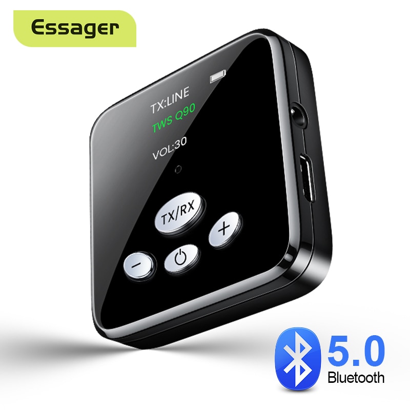Essager Bluetooth Transmitter Receiver 3.5mm Jack Bluetooth 5.0 Aux Audio Wireless Adapter For PC TV Headphone Car Computer