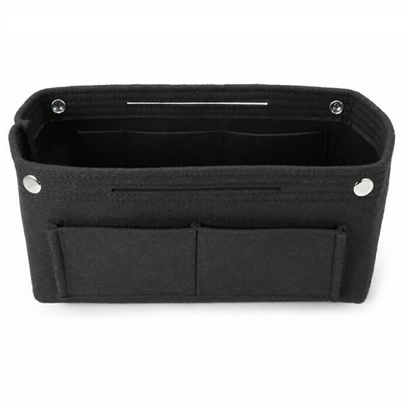 Felt Tote Handbag Purse Cosmetic Storage Makeup Bag Pocketbook Organizer Insert Divider: Black