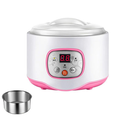 DMWD Multifunctional Electric Yogurt Maker Timing Natto Rice Wine Machine Automatic Yoghurt Fermenter With 4 Leben Glass Cups EU: Pink no 4 cup