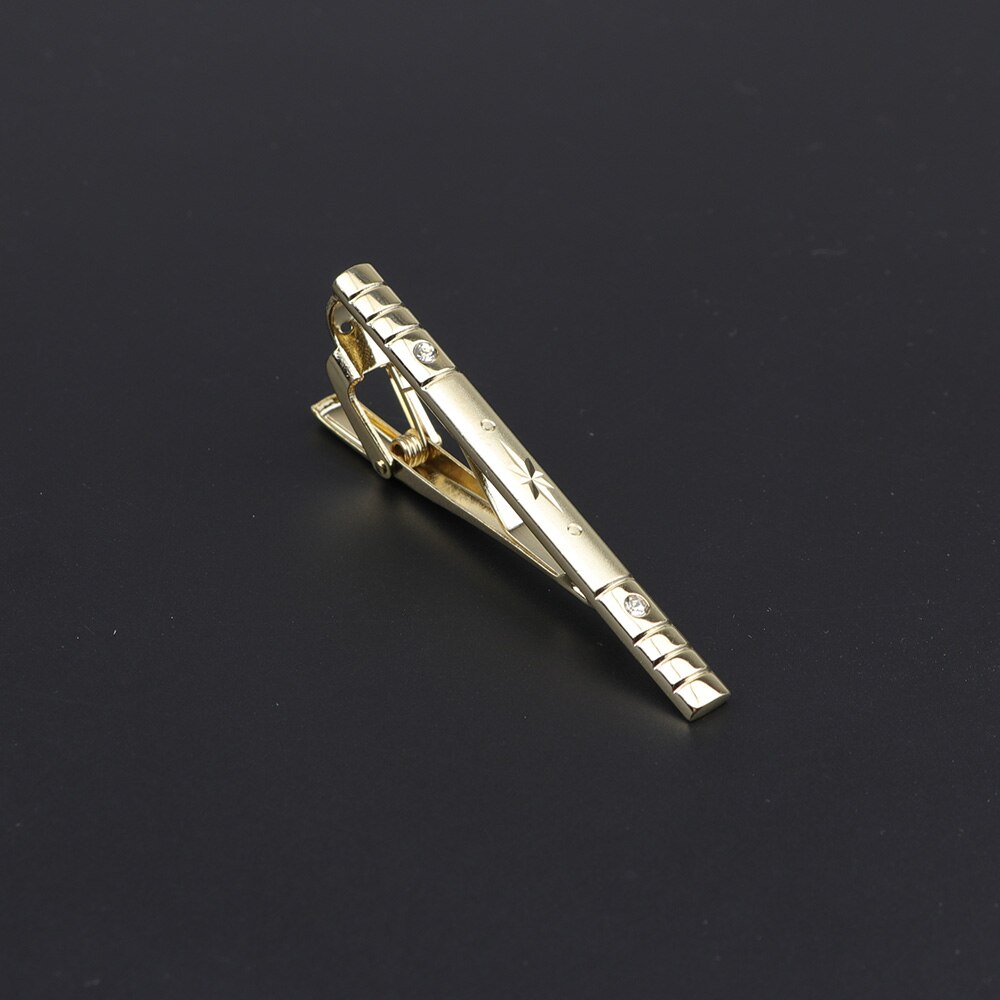 Slips klip klassisk trendy mænd guld krystal juvel metal mandlig business banket bar slips clips lås tilbehør: 5
