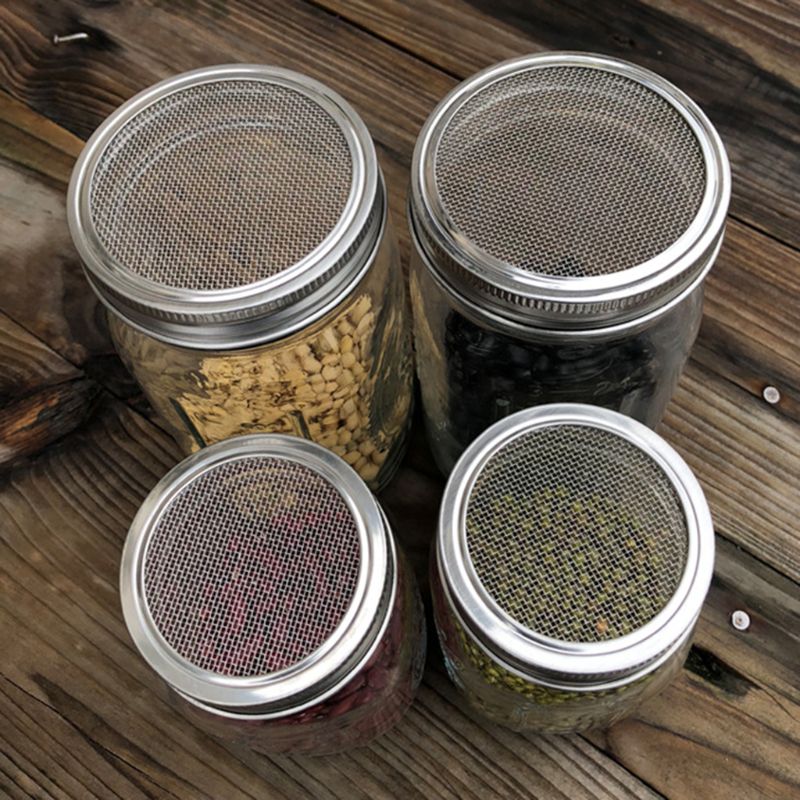 Sprouting Jar with 304 Stainless Steel Screen Lid Wide Mouth Quart Mason Sprouter Germinator for Organic Healthy Fresh Mung
