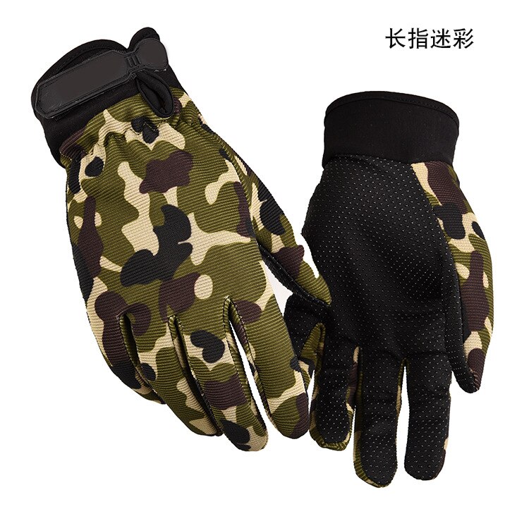 Deportes al aire libre mujeres hombres guantes de alpinismo protección resistente al desgaste antideslizante Fitness equitación entrenamiento dedo desnudo: Camouflage Full fing