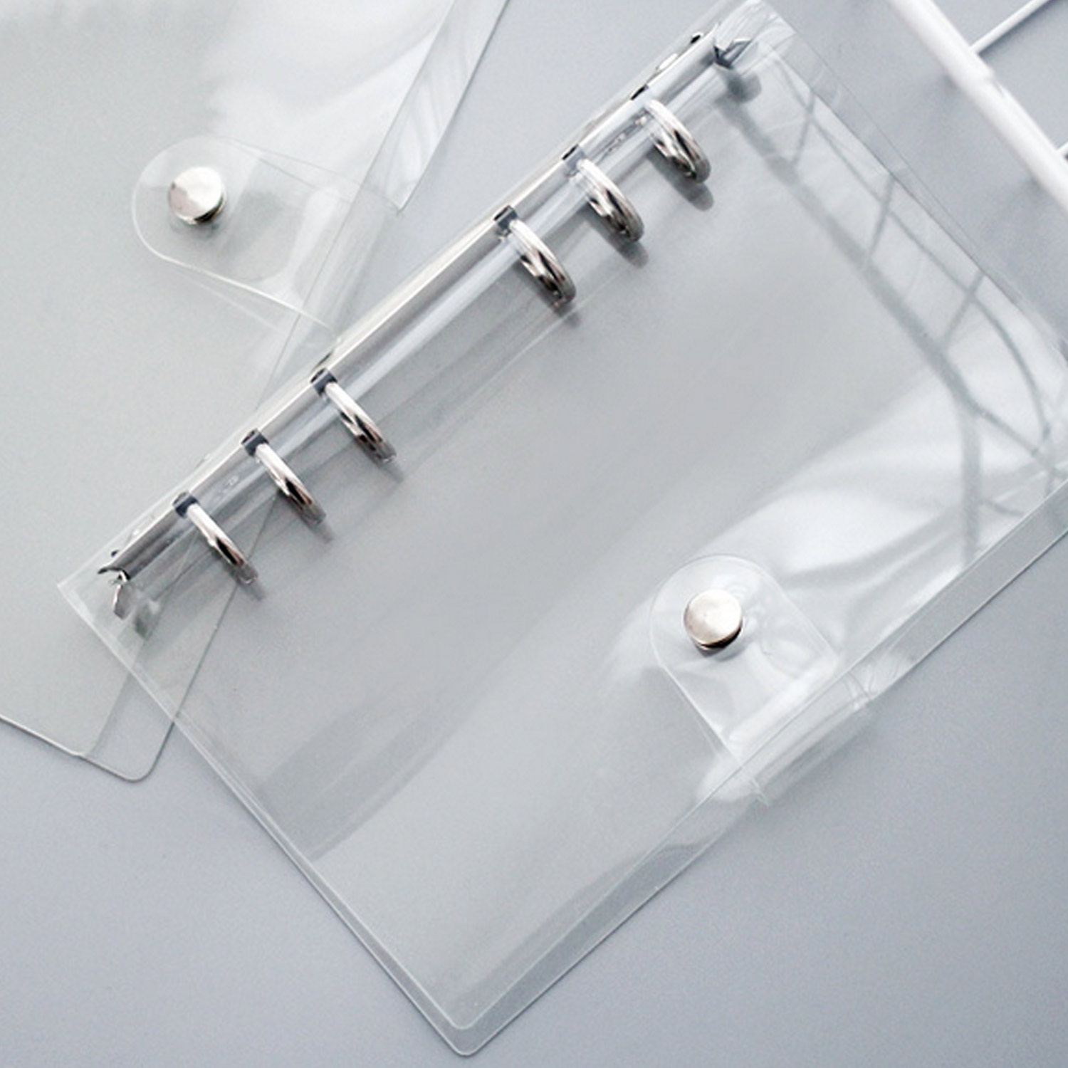 A7 gennemsigtig ringbinder 6 rund ring blød pvc bindemiddel løvblade notebook beskyttelsesmappe beskytter med trykknap
