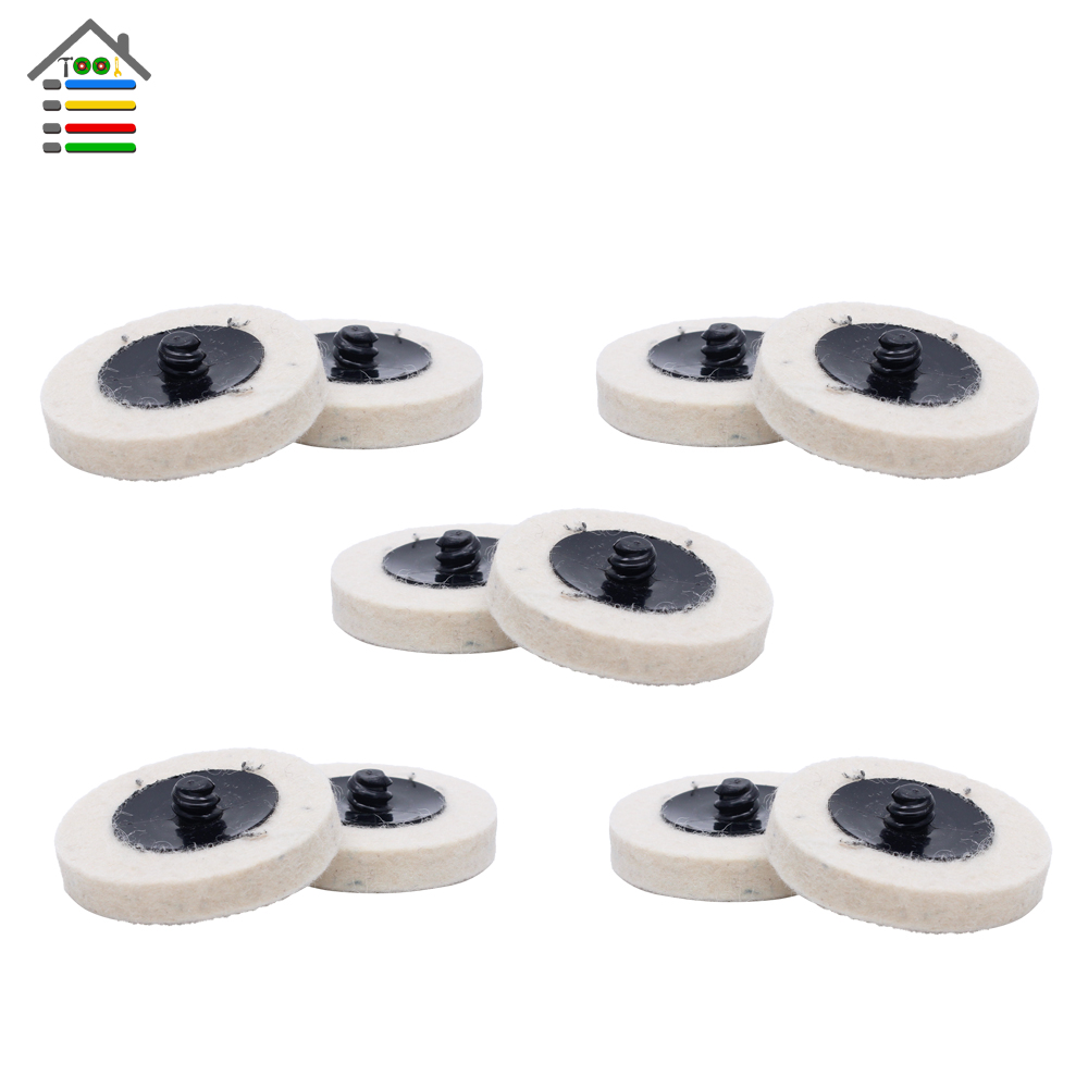 10Pcs 50mm Roloc Polishing Wheel Buffing Pads Compressed Wool Felt Fabric Disc Grinding Abrasive Tools Accessories for Dremel