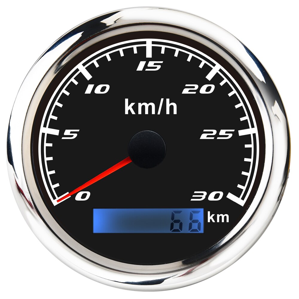 Hd 60 Km/h Gps Snelheidsmeter Kilometerteller 85Mm Gauge 120 200 Km/h Zonder Gps Antenne Voor Marine Boot Auto atv Truck Rode Backlight: black 30km