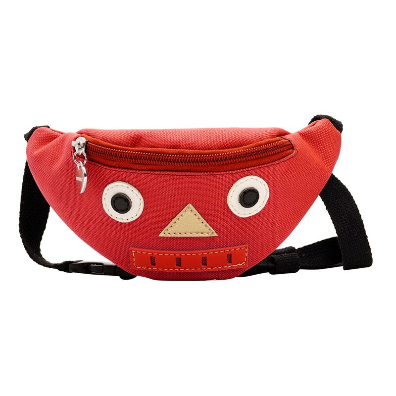 Enfants couleur unie bande dessinée mignon impression sacs à bandoulière pour enfants garçons filles décontracté taille Fanny ceinture paquets toile Zipper poitrine sacs: red