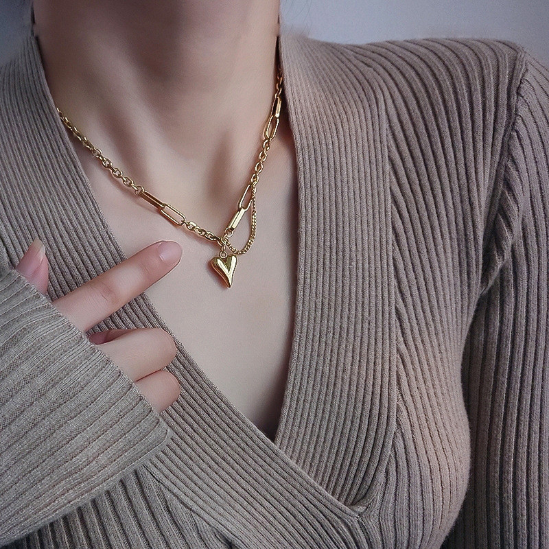 Gouden Kleur Hart Hanger Ketting Voor Vrouwen Trend Meisjes Sleutelbeen Ketting Sieraden Feestelijke
