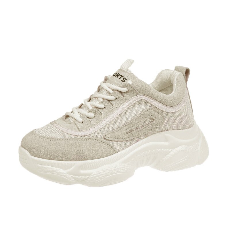 Sommer joggesko kvinner blandede farger flate sko plattform kryss bundet tykk bunn fritidssko: Hvit / 8