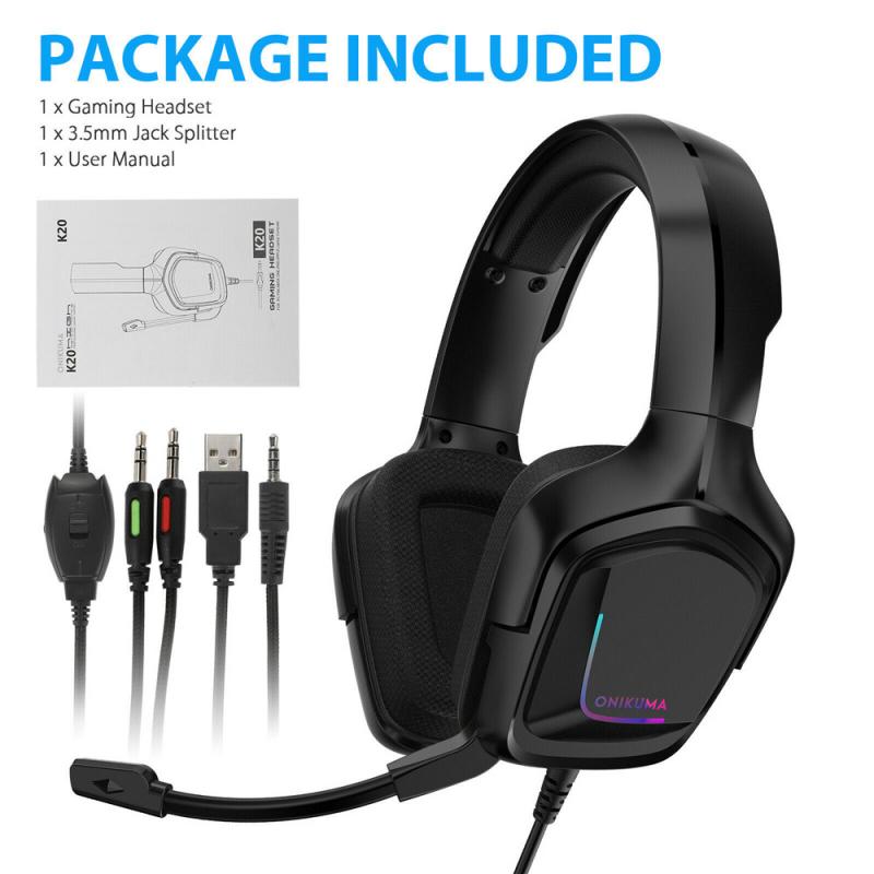 Gaming Headset 7.1 Surround Sound Wired Headset 3.5mm For PS4 Laptop Gamer With RGB Light Surround Sound Mic Gaming Headphone