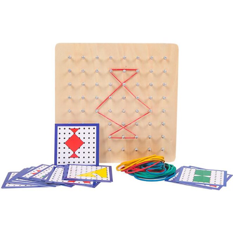 Gummitå spik geoboard med kort matematikinlärning utbildning barnleksak använder gummiband för att göra olika form spikbräda