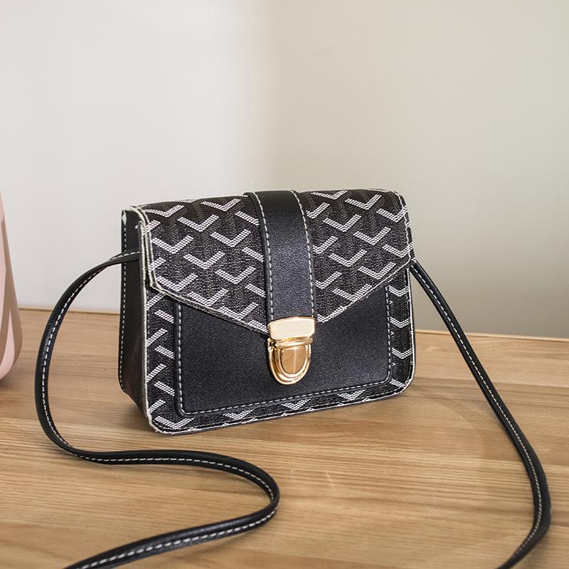 Mini Bag For Women Travel Crossbody Bags Korea Style Simple Messenger Bags PU Leather Lock Shoulder Bags: Black