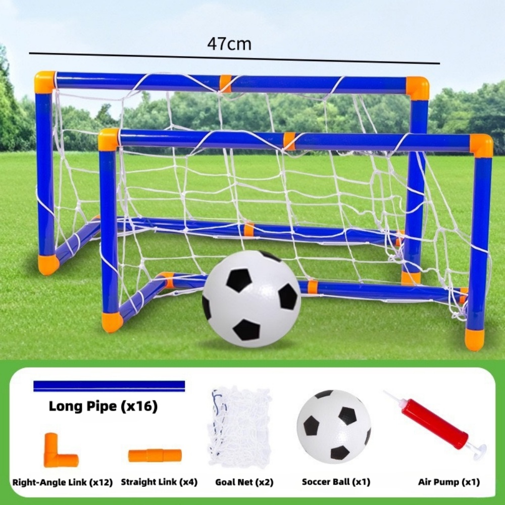 Novo dobrável mini bola de futebol de plástico removível gol post net conjunto de alta resistência crianças indoor ao ar livre presente de aniversário da criança: CÉU AZUL