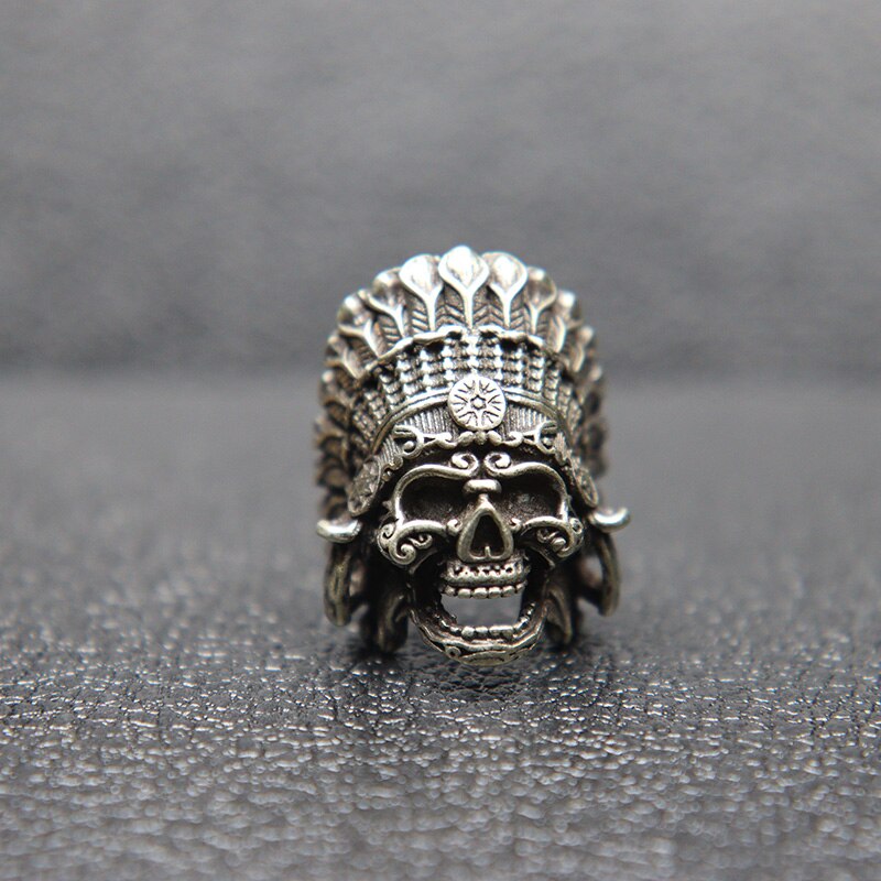 Cuentas de Paracord para la fabricación de joyas, suministros de latón, jefe Tribal africano, Faraón, Calavera, espaciador, cuentas, pulseras DIY, accesorios para: White Brass
