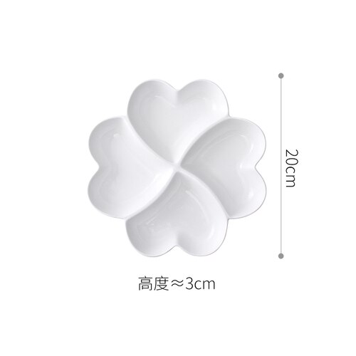 Plato divisor de cerámica blanco puro para niños, divididos surtido de alimentos para el hogar, separación de fruta, postre, plato de fruta seca: 4 grid S