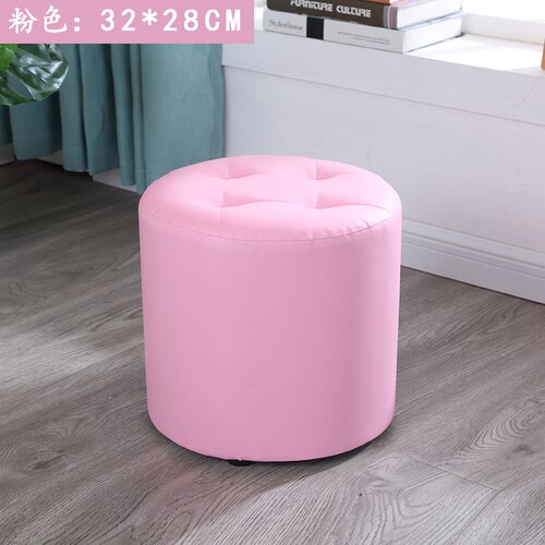 Tabouret rond en cuir escabeau chambre tabourets chaise coin siège pour économiser de l'espace pour salon restaurant chambre: M Pink