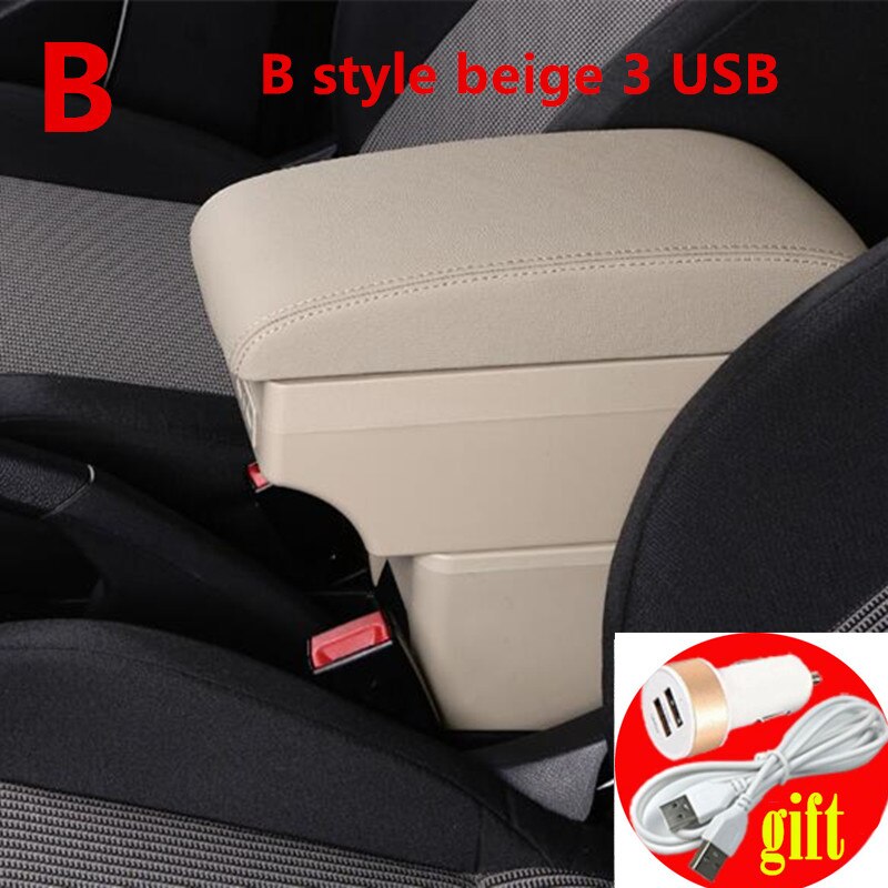 Pour Peugeot 207 accoudoir boîte stockage central contenu boîte de rangement avec support de verre cendrier interface USB: B Style Beige