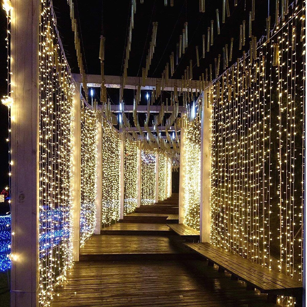 Vanntett solcelle led gardin lysstreng 3 x 3m 300 led vindu gardin lys for vegg hage bryllup halloween fest dekorasjon