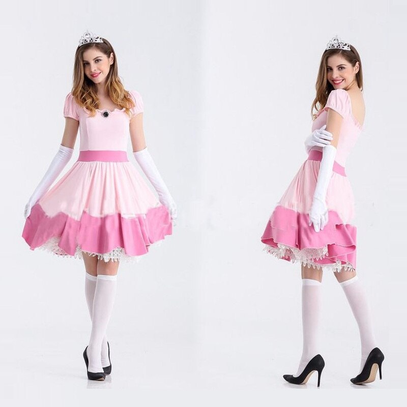 Halloween Volwassen Apparels Prinses Sneeuwwitje Prinses Jurk Roze Meid Rok Kostuum Maskerade Carnaval Show Cosplay Kostuum