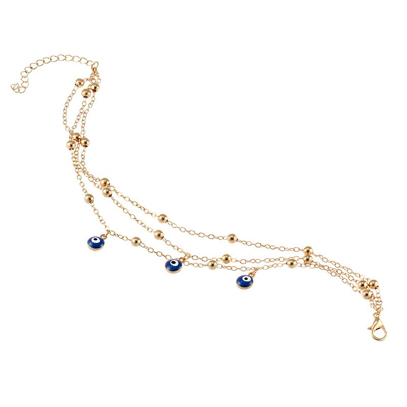 Boho Metalen Armbanden Enkelbanden Goud Kleur Blue Evil Eye Hamsa Hand Shell Turkse Sieraden Bangle Bruiloft Armbanden Voor Vrouwen