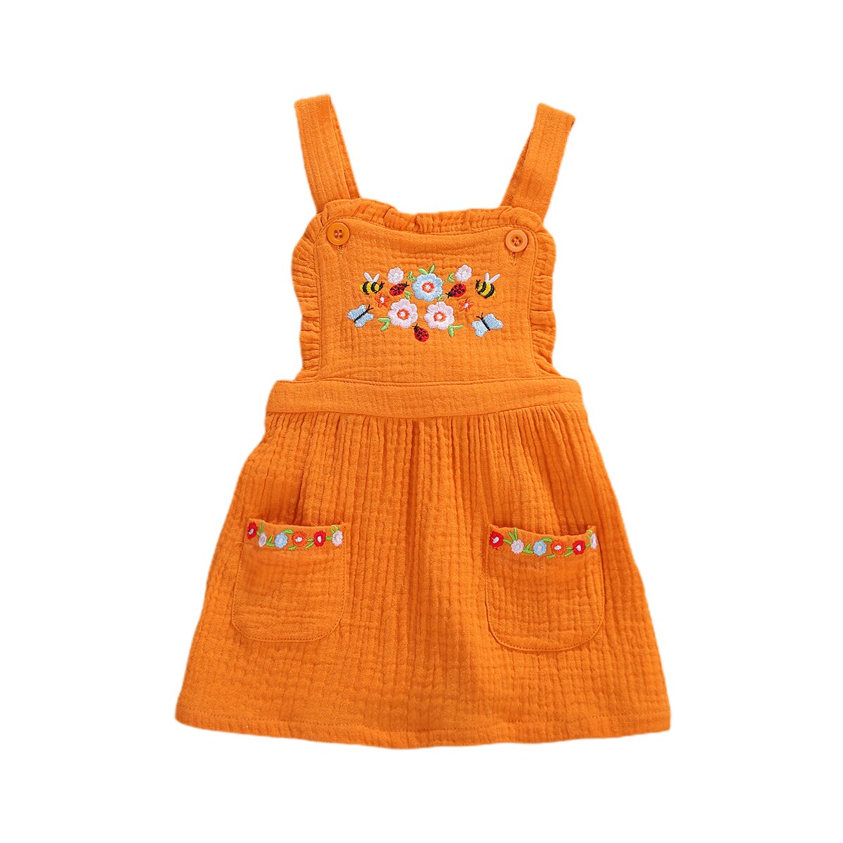 Sommerkjole børn babypiger overalls kjole blomsterprint ensartet knælængde a-line sundress 1-4 år: Gul / 3t