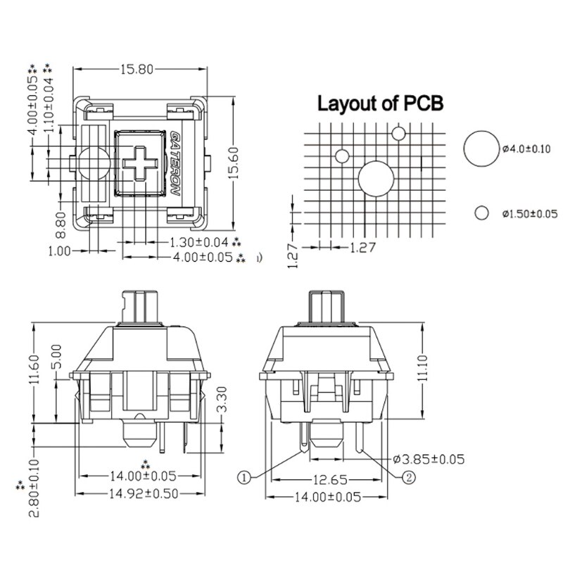 Gateron SMD Switches black red brown blue clear green yellow 3pin Gateron Switch