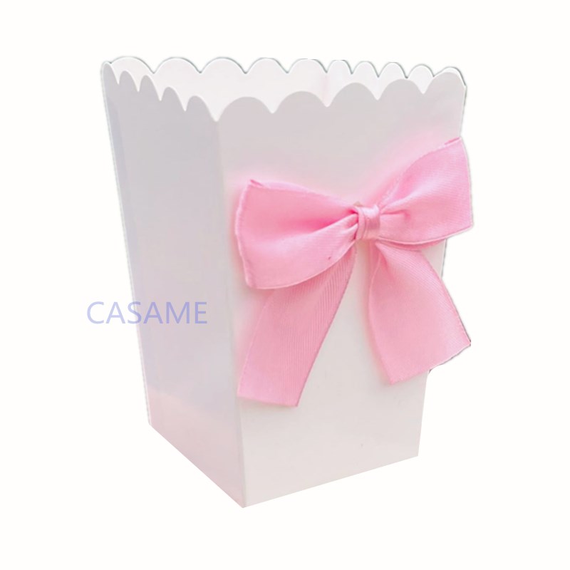 6 stuks popcorndozen met striklint papieren zak gunsten doos baby shower verjaardagsfeestje traktatie gunsten tafelbenodigdheden bruiloft: Mintgroen