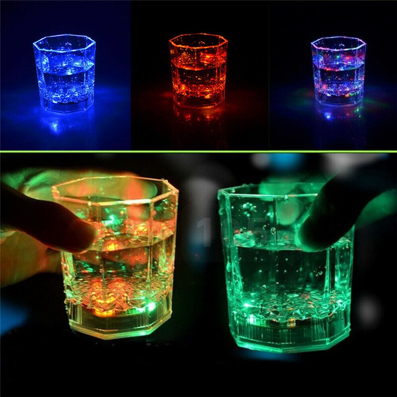 Flerfarget ledet glødende glass kopp blits lys opp kopper drikking blinkende skudd lys ledet bar nattklubb fest bar