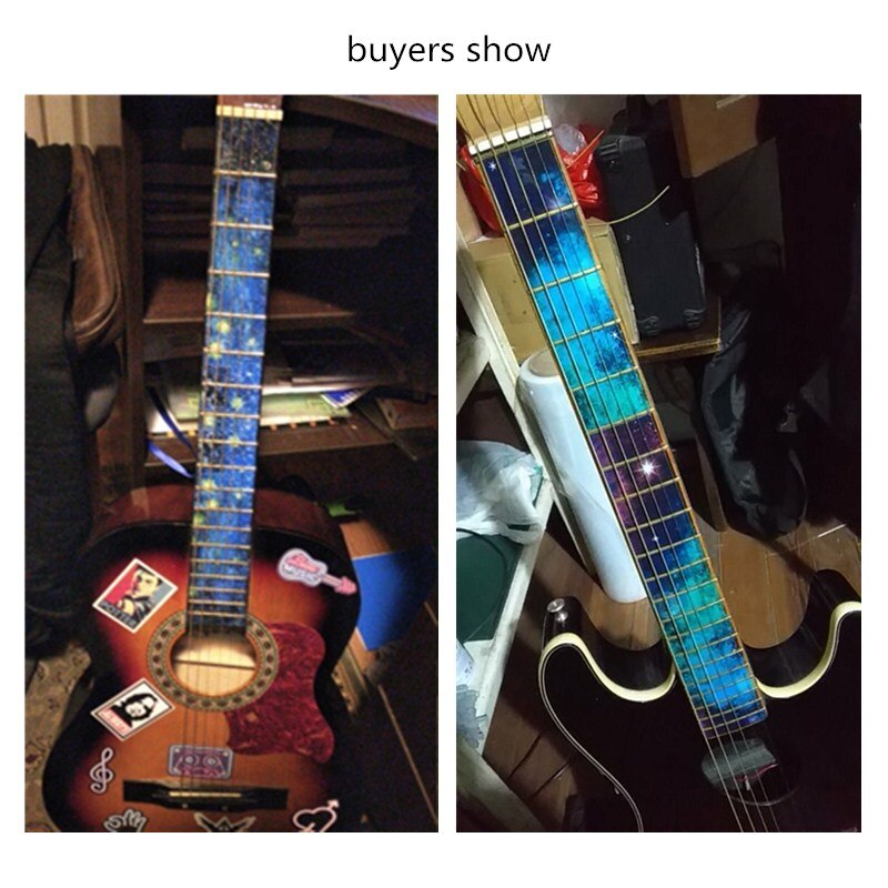 Gitaar fretboard stickers inlay glitter sticker gitaarhals kop guitarra bas ukelele dunne sticker guitarra accessoires