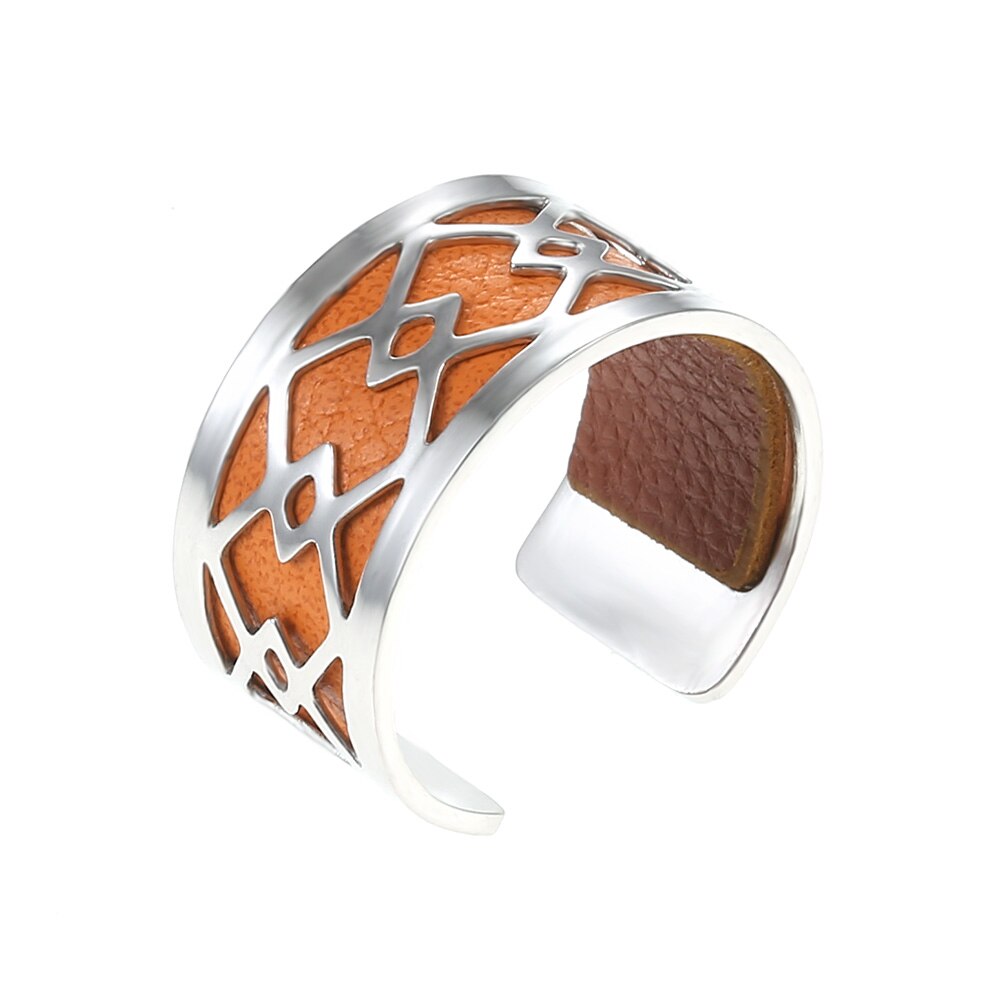 Cremo Giet Femme Sieraden Roestvrij Stalen Ring Band Verstelbare Ring Bague Femme Sieraden Diy Omkeerbare Lederen Ring: SR0016704
