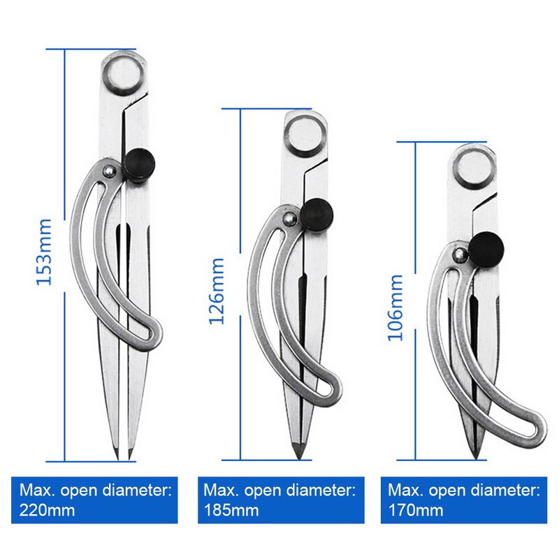 Adjustable Scriber Wing Divider Carbon Steel Pencil Marking Compasses-Circle Maker For Craftsman Architect Student