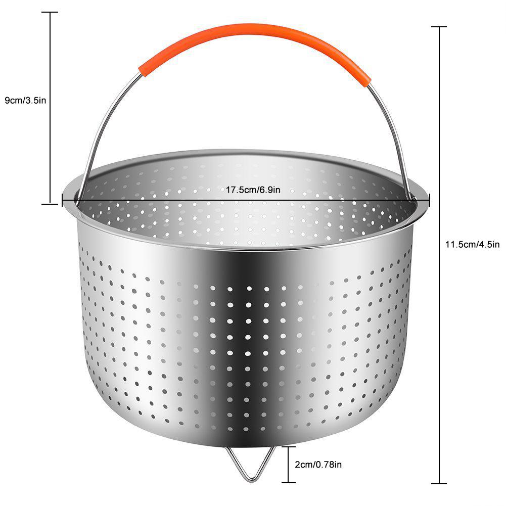 304 Stainless Steel Rice Cooker Steam Basket Pressure Cooker Anti-scald Steamer Multi-Function Fruit Cleaning Basket: 17 cm