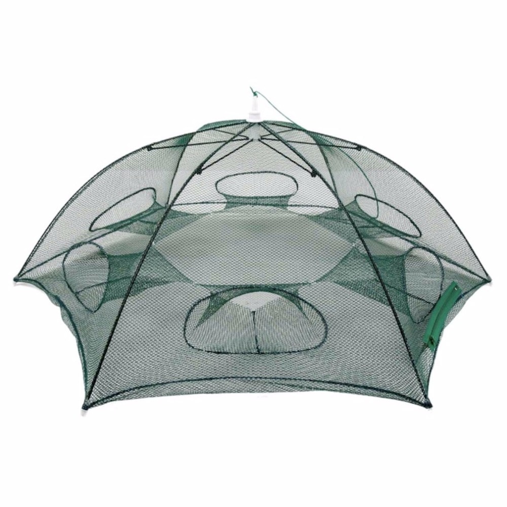 Hand-casting Automatic Fishing Net Shrimp Cage Nylon Foldable Crab Fish Trap Cast Netting Cast Folding Fishing Network 6 Holes