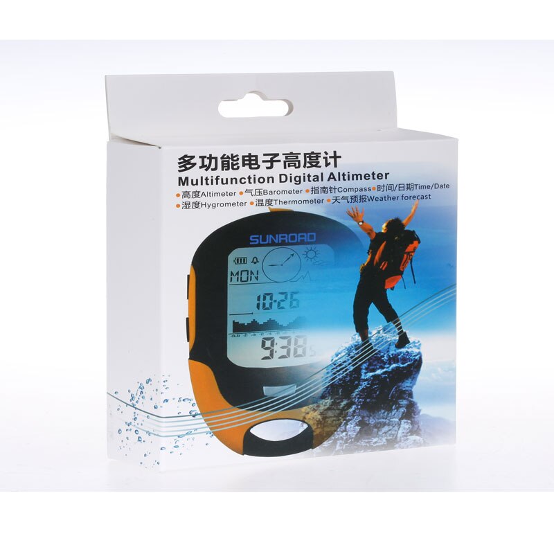 SUNROAD-reloj de bolsillo recargable por USB, altímetro de brújula, barómetro de pesca, resistente al agua, con retroiluminación y temperatura de escalada
