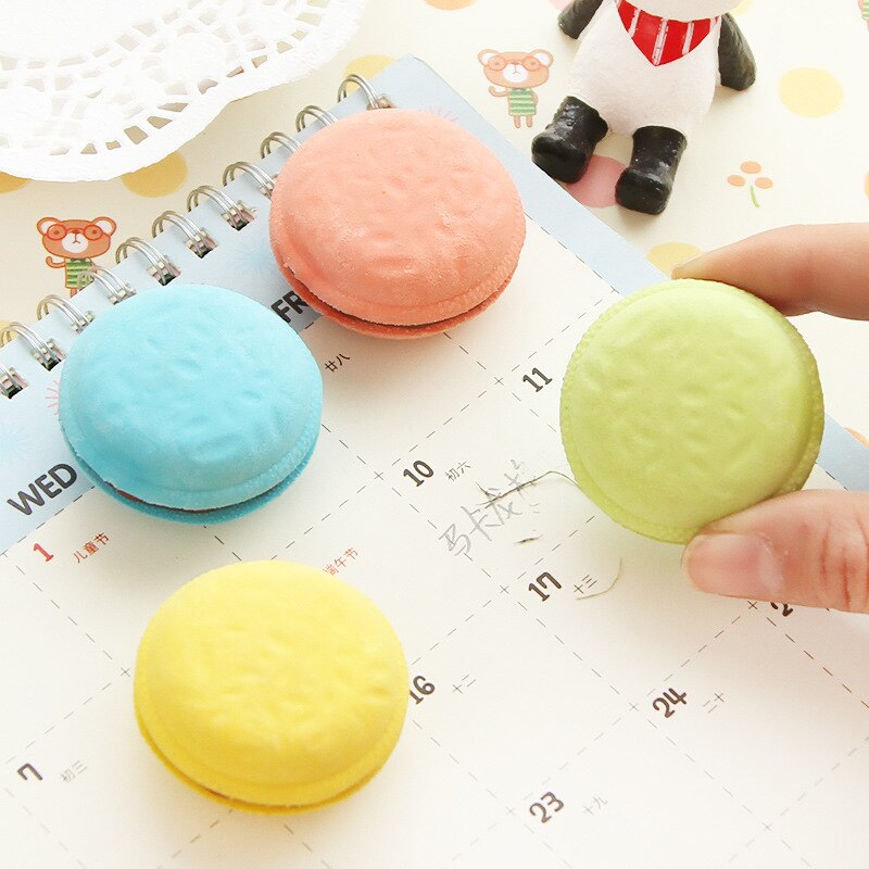 Kawaii korea skrivesaker deilig dessert macaron kake gustless skolemateriell viskelær til låve