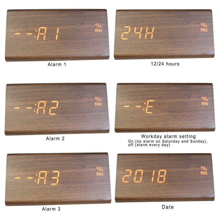 Digitale Houten Led Wekker Hout Retro Glow Klok Desktop Tafel Decor Voice Control Snooze Functie Desk Klokken Usb/ aaa