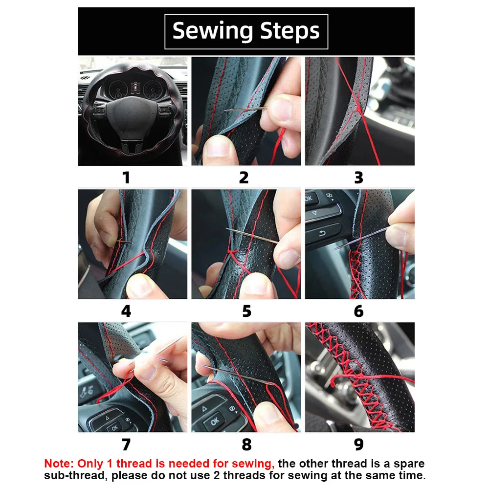 Suede Steering Wheel Cover For Car Universal 38cm Braided Protection Leather Anti Slip Interior Parts