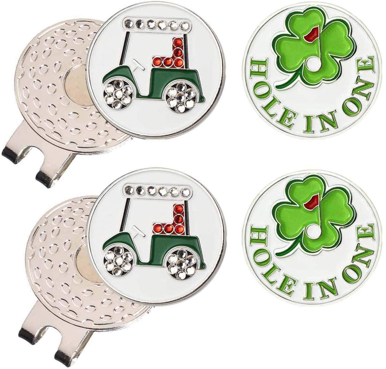 Langlebige Starke Entfernbare Magnetische Golf Hütte Clip 2 Stck mit 4 Golf Ball Marker Legt Leicht zu Kappe: Stil 1