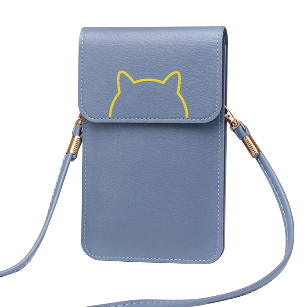Damplånbok beröringsskärm pu-läderbytesväska kvinnor crossbody mobiltelefonpåse plånbok portefeuille femme: Blå