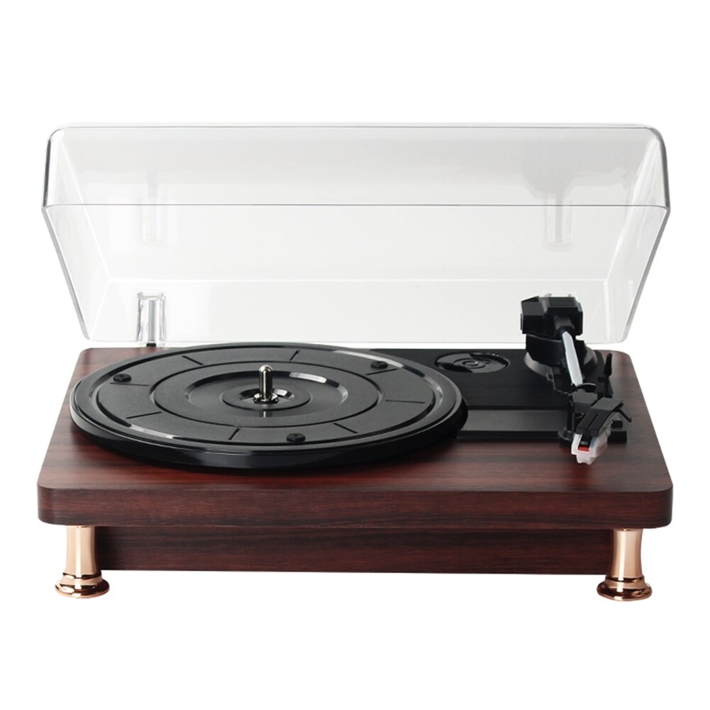 US/EU Plug Wooden Box Retro 3-Speed Bluetooth Record Player Stereo Turntable w/ Built-in Speaker Lossless music Player: EU