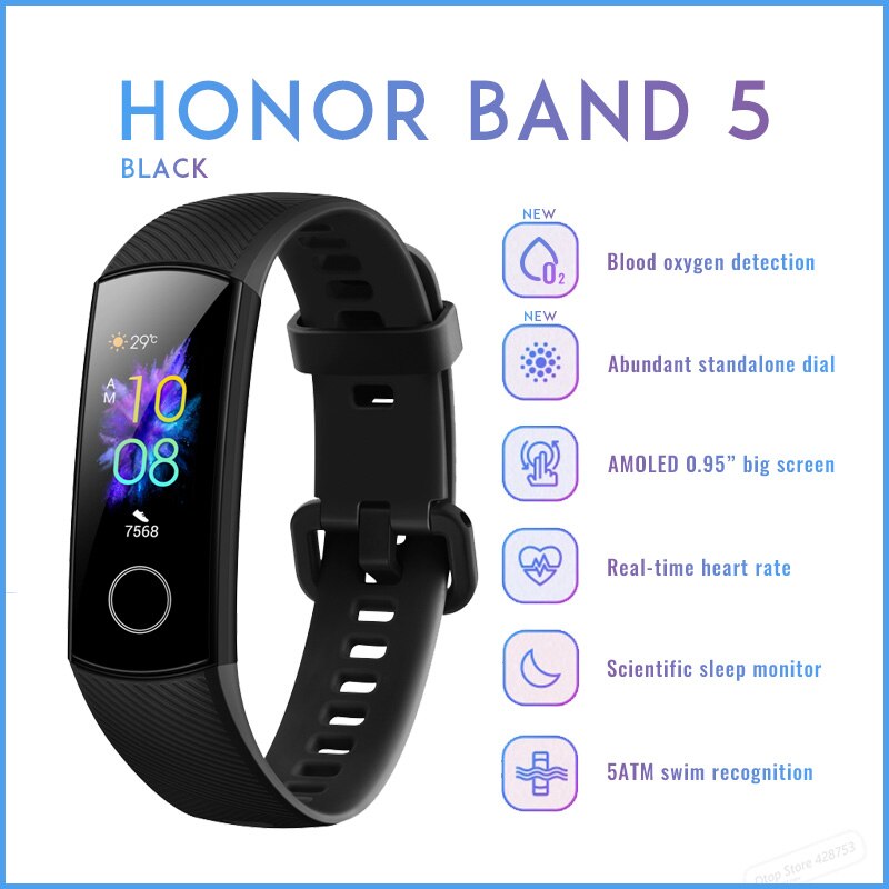Huawei Honor Band 5 Nfc Edition Smart Armband Band Amoled Screen Sleep Monitoring 50 Meter Waterdicht Honor Band 5 Polsband: Honor 5