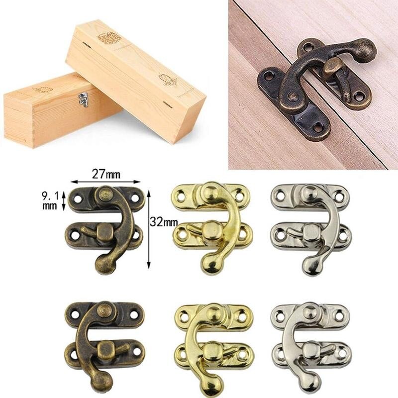 5 sets Vintage Metal Hardware Wooden Box Decorative Latch Clasps Lock Padlock Hasp With Screws