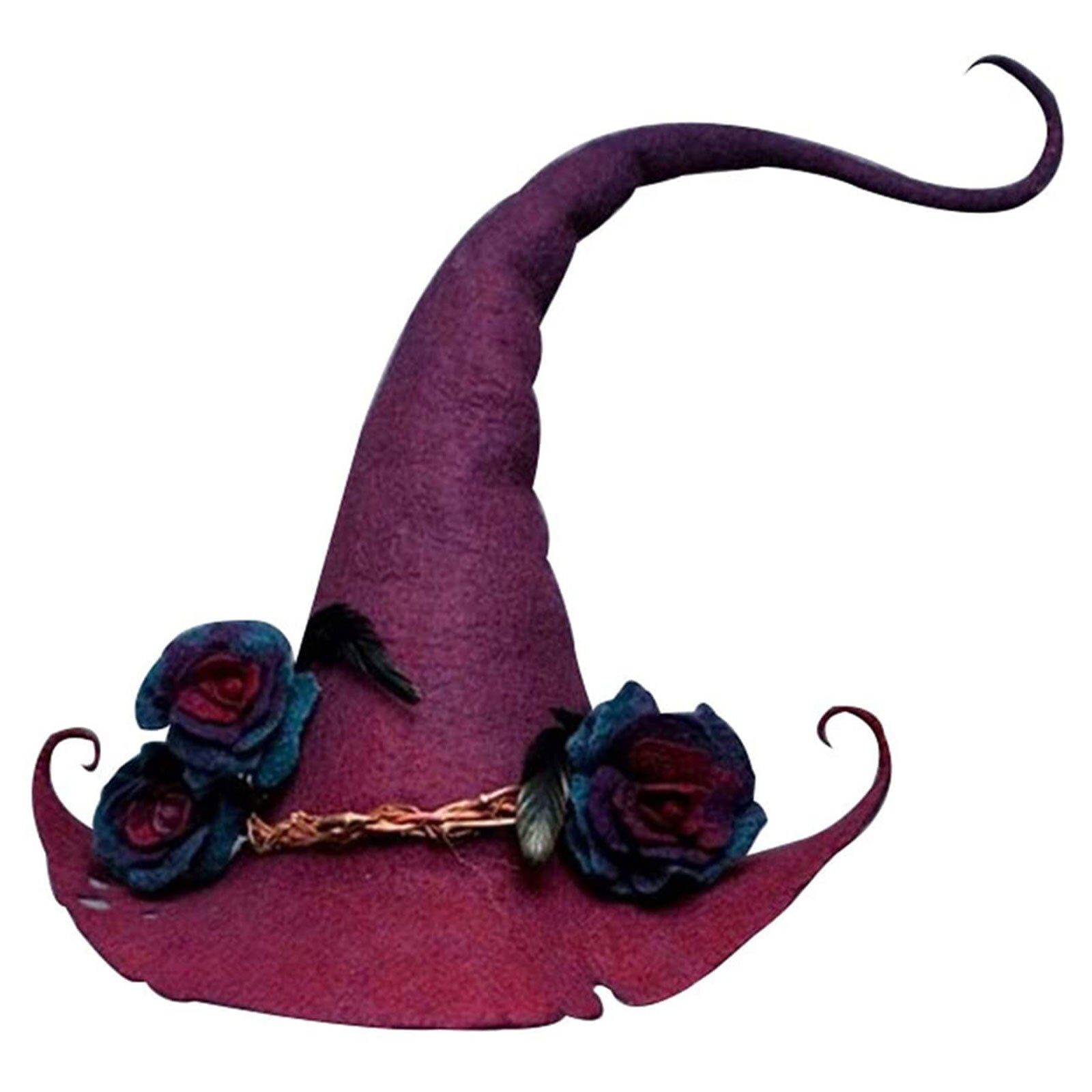 Halloween Party Felt Witch Hat Handmade Witch Hat with Flowers for Women Party Cosplay Costume Accessories: Red