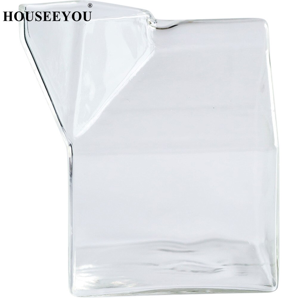 HOUSEEYOU 350ML Milk Box Shaped Glass Cup Coffee Cups Mug Juice Drinking Bottle Clear Glass Home Bar Restaurant Tools