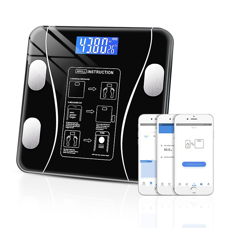 Smart Lichaamsvet Schaal Verbinding Bluetooth Elektronische Weegschaal Lichaamssamenstelling Analyzer Bascula Digitale Badkamer Vloer Schaal