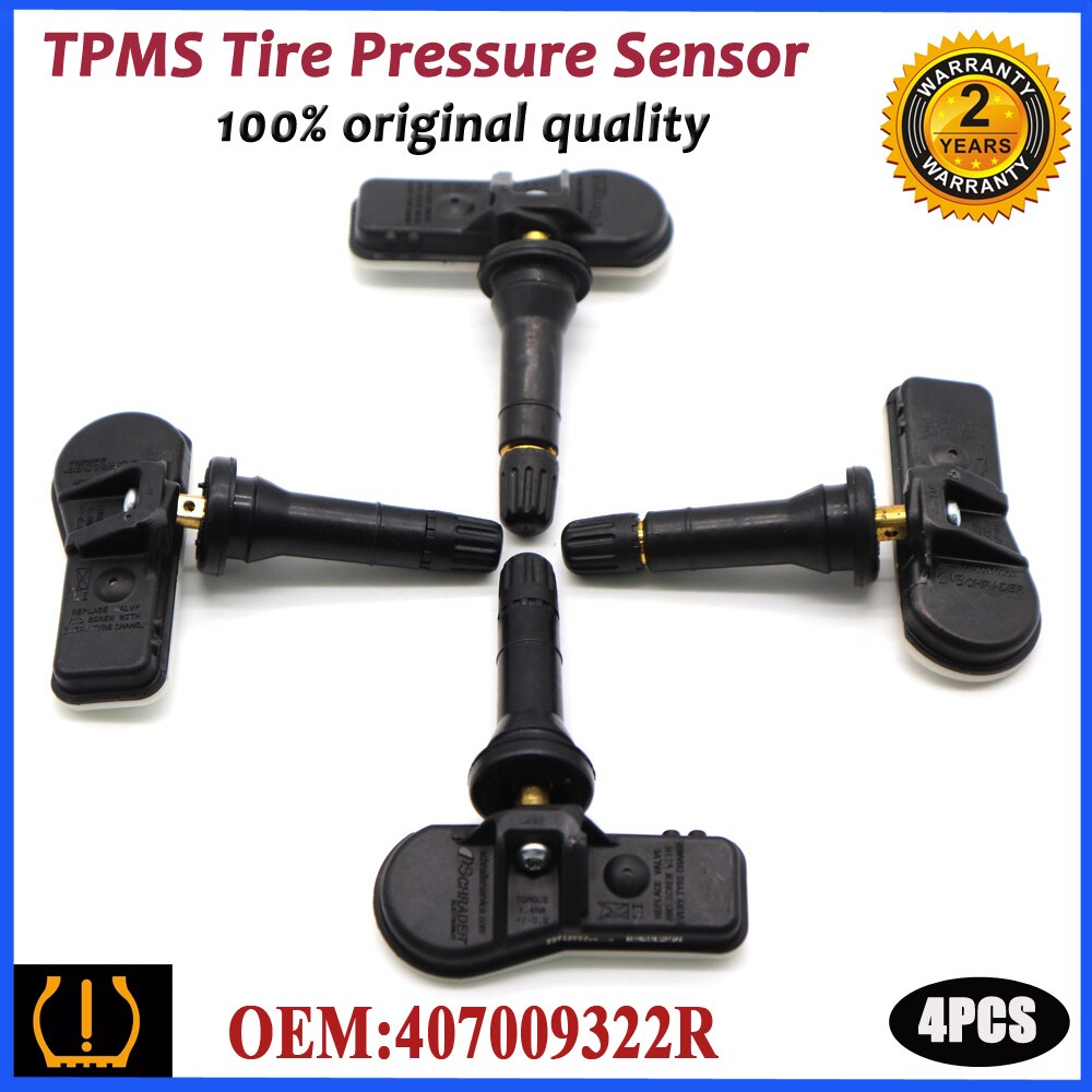 4x 407009322R TPMS Tire Pressure Sensors For Dacia & Renault (Duster, Lodgy, Sandero) - 433MHz, Snap-In