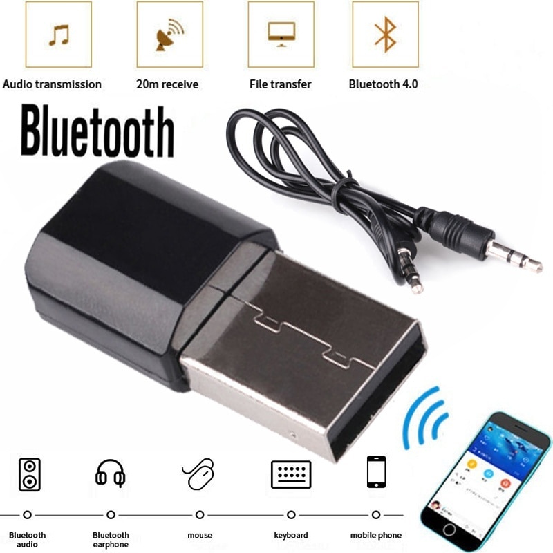 3.5Mm Draadloze Usb Bluetooth 4.0 Aux Audio Stereo Muziek Thuis Auto Ontvanger Adapter