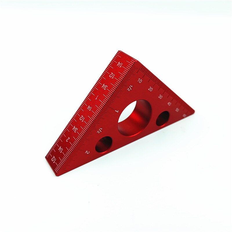 45 Graden Aluminium Hoek Heerser Inch Metric Driehoek Liniaal Timmerman Workshop Houtbewerking Vierkante Multifunctionele Tool: Black