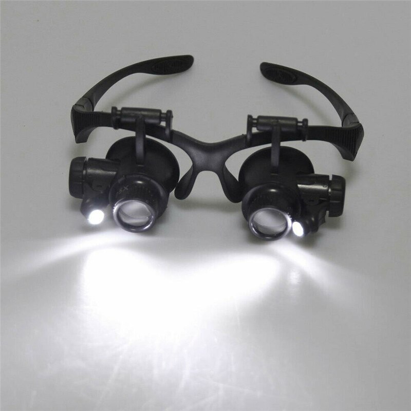 8 Lens Vergrootglazen 10X 15X 20X 25X Eye Sieraden Horloge Reparatie Vergrootglas Bril Met 2 Led-verlichting Microscoop