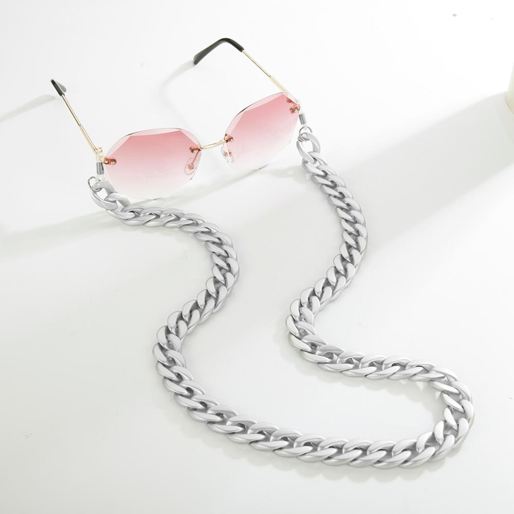 Kvinder satin akryl solbrilleholder kæder mat guld brun sort grå maske kæde lanyard brillesnor brillestrop reb: Mat grå