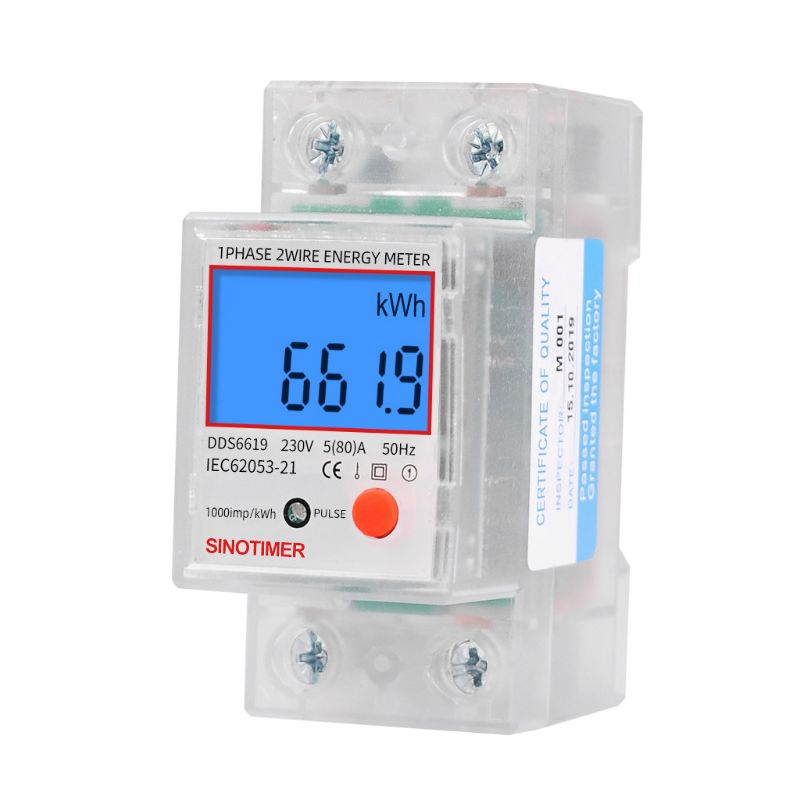 DDS6619 Rail LCD Digital Backlight Single Phase Energy Meter Multifunction kWh Power Consumption Wattmeter Electronic Measuring